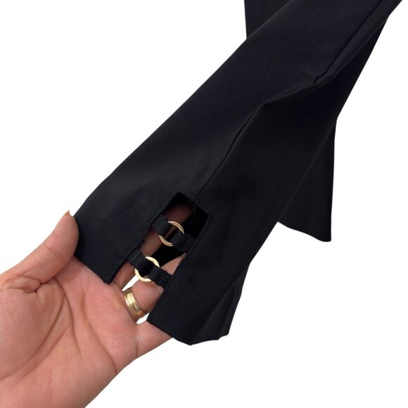 Counterparts Women SZ M Black Stretch Pull On Capri Pants Ankle Buckle Detail - Picture 8 of 10